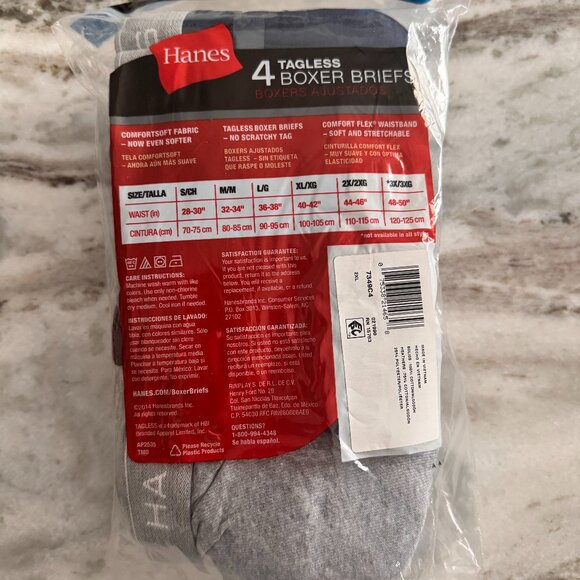 NEW Hanes Tagless Boxer Briefs Value Pack Comfortsoft  4 Pack, 2XL - Picture 2 of 4